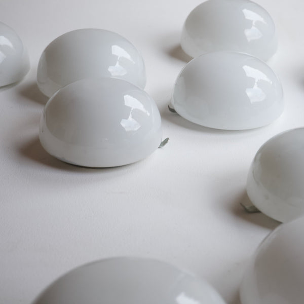 1960's Salvaged White Glass Wall Lights