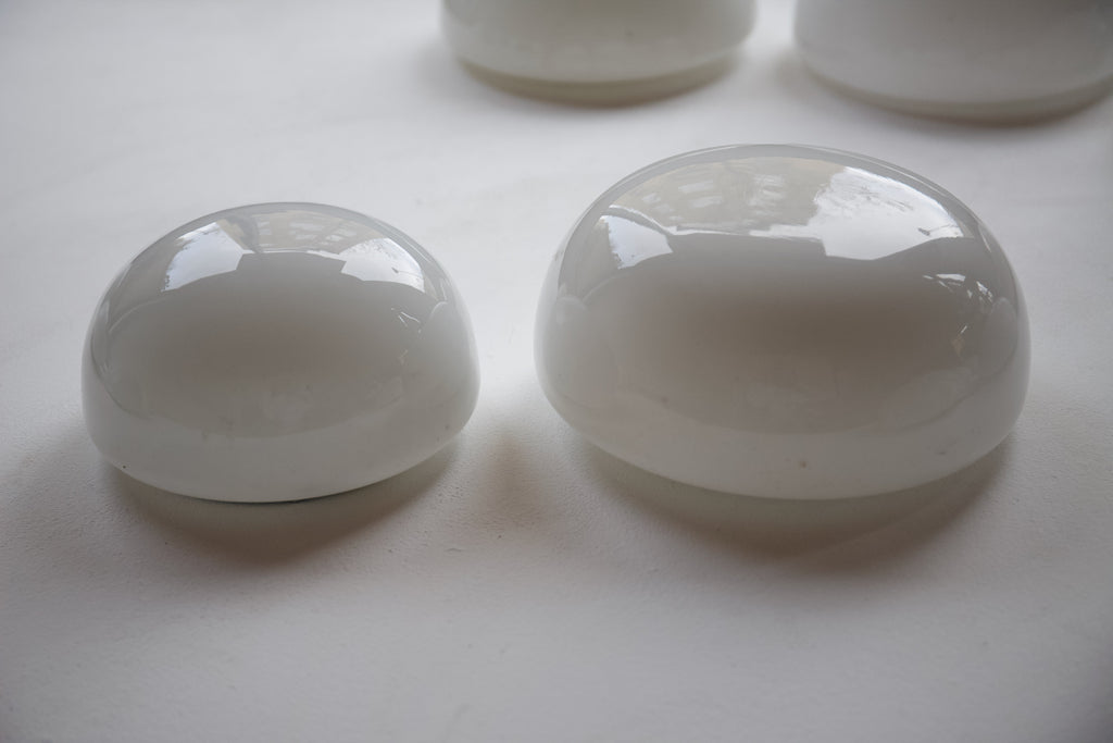 1960's Salvaged White Glass Wall Lights