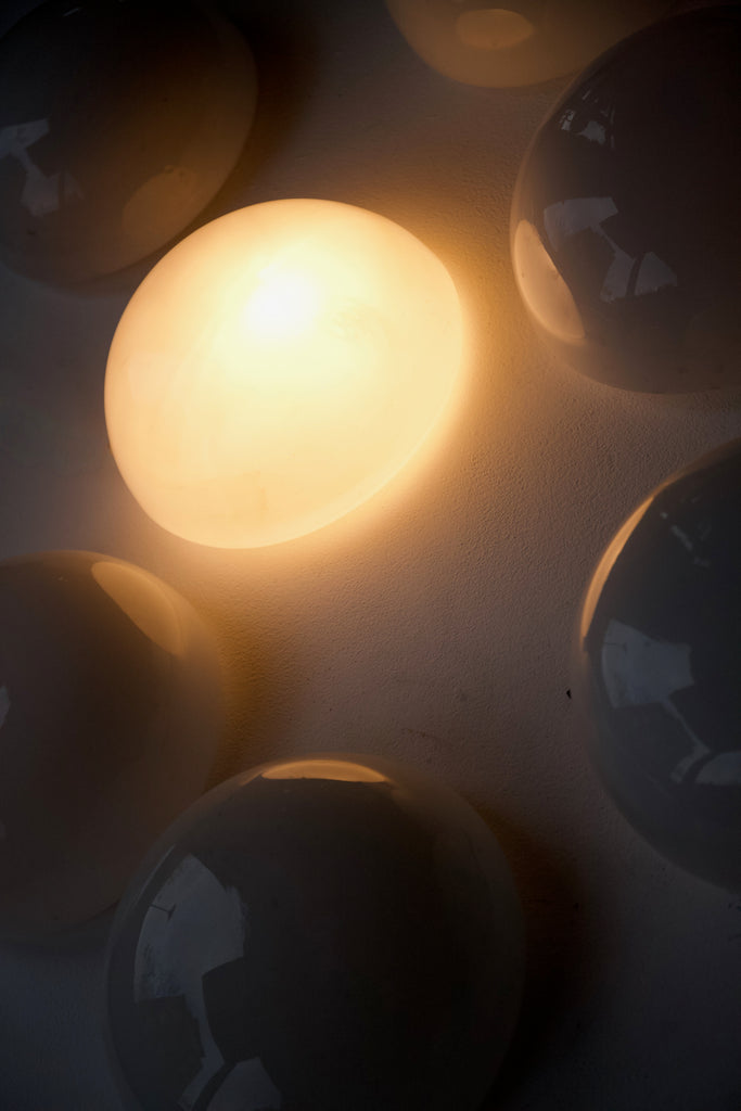 1960's Salvaged White Glass Wall Lights