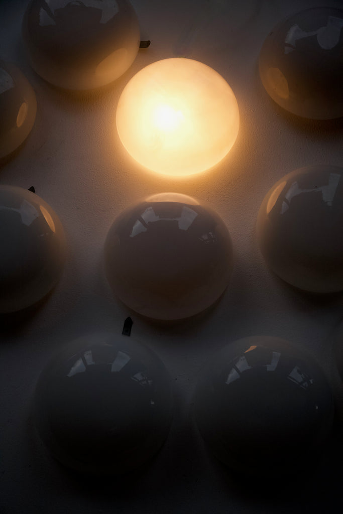 1960's Salvaged White Glass Wall Lights