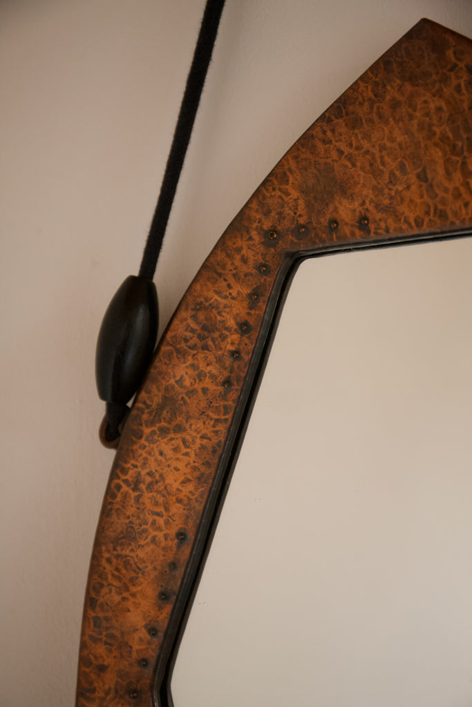 Dutch School Arts and Crafts Copper Mirror