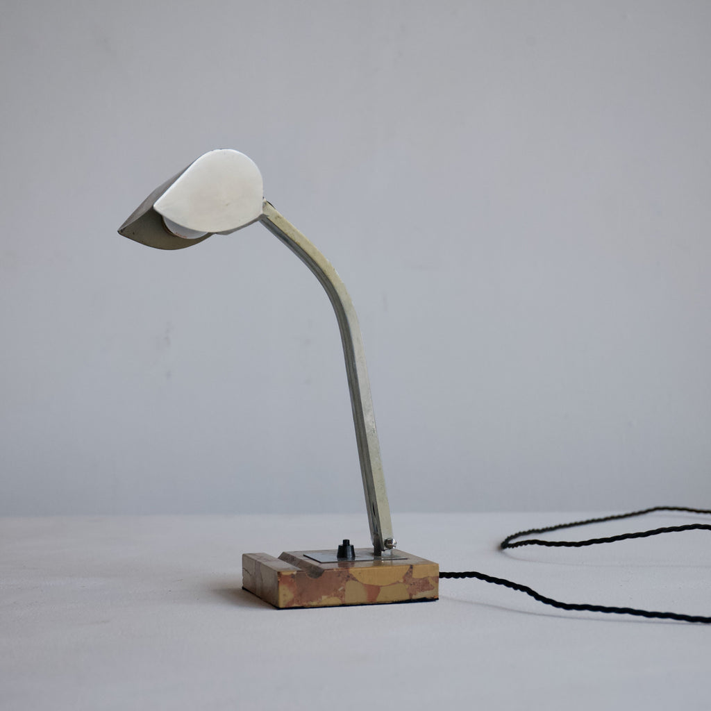 Art Deco Nickel and Marble Table Lamp