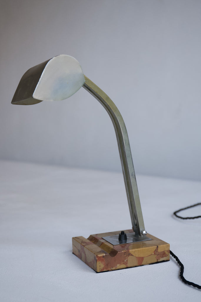Art Deco Nickel and Marble Table Lamp