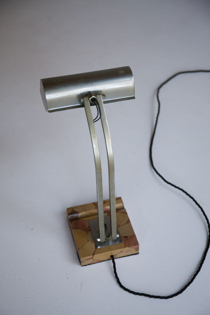 Art Deco Nickel and Marble Table Lamp