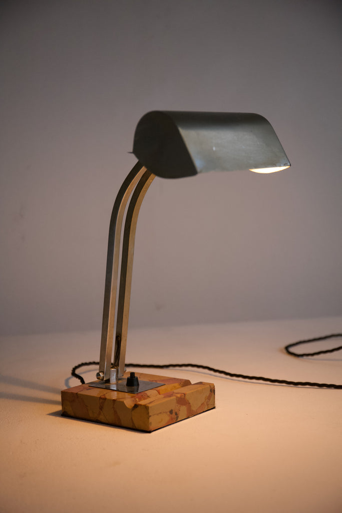 Art Deco Nickel and Marble Table Lamp