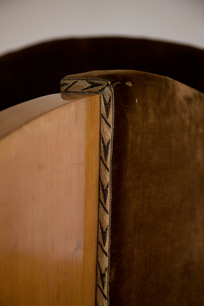 Pair of Velvet 1930's French Cubist Club Chairs