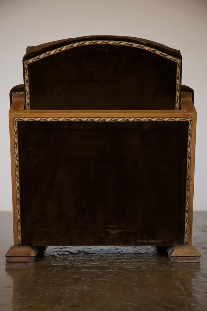 Pair of Velvet 1930's French Cubist Club Chairs