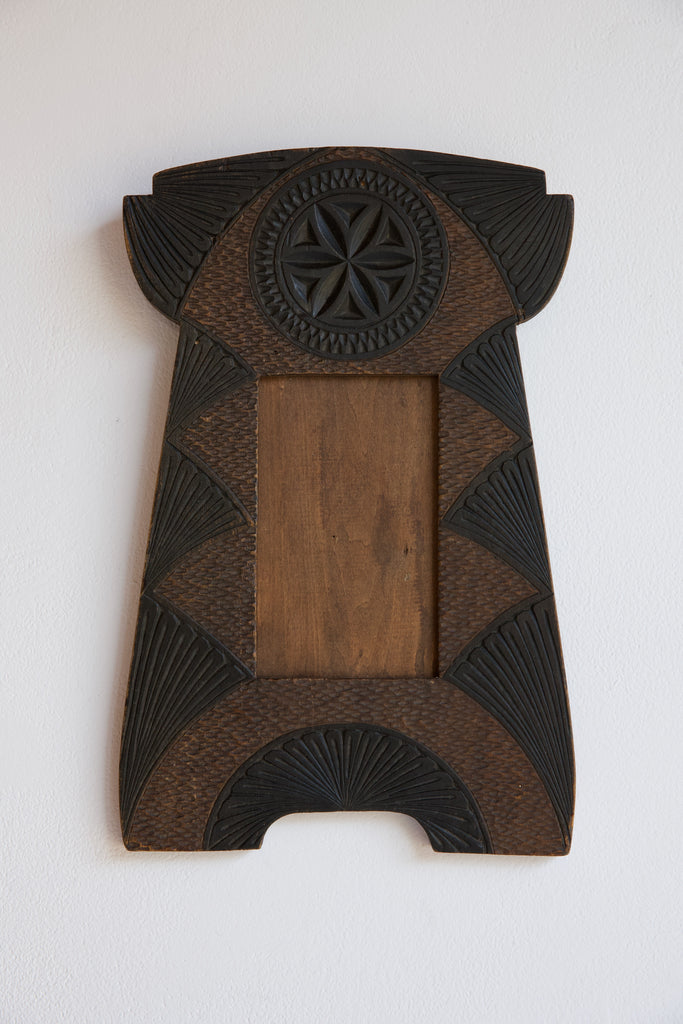 Arts & Crafts Frisian Chip Carved Picture Frame