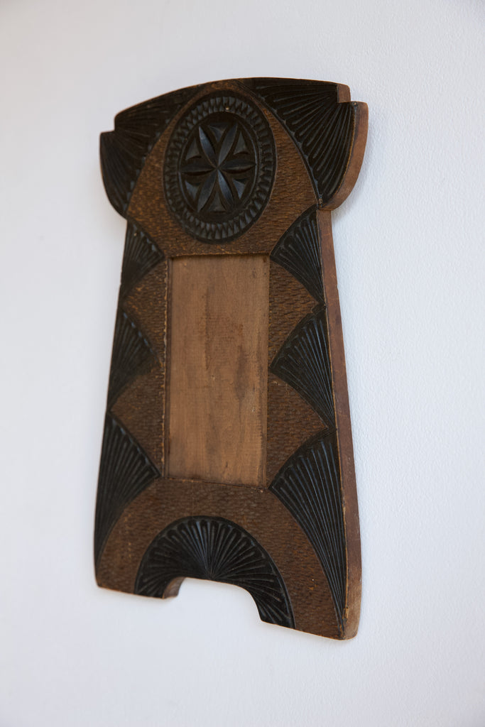 Arts & Crafts Frisian Chip Carved Picture Frame