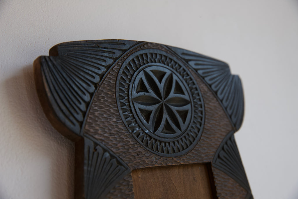 Arts & Crafts Frisian Chip Carved Picture Frame