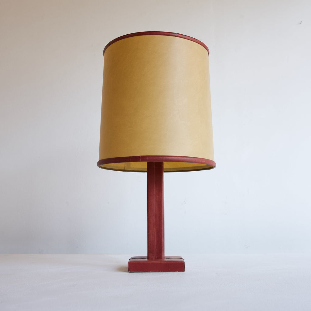 1960's Red Leather Table Lamp