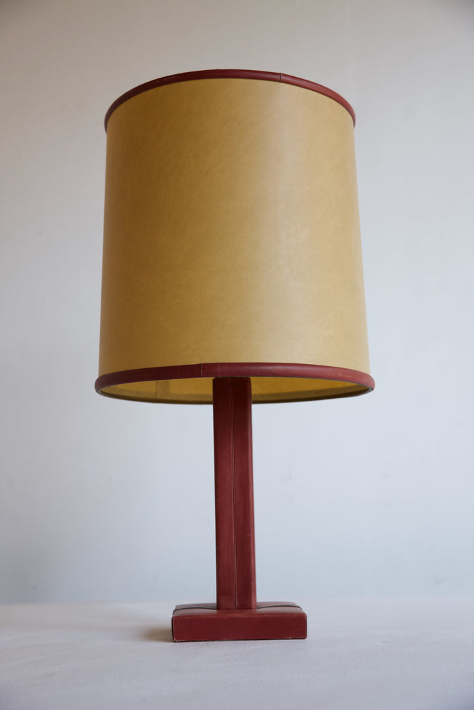 1960's Red Leather Table Lamp