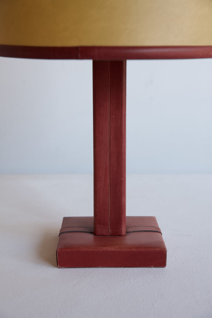 1960's Red Leather Table Lamp