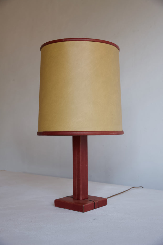 1960's Red Leather Table Lamp