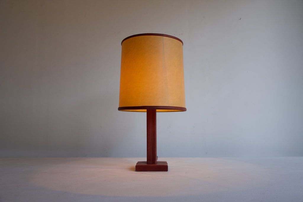 1960's Red Leather Table Lamp