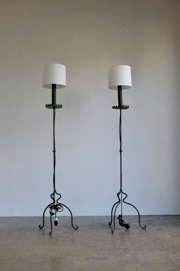 Pair of Floor Lamps with Scalloped Detail